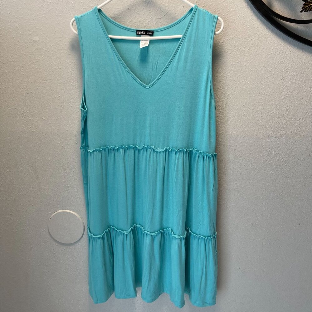 Heimish USA Aqua Tiered tank tunic Sleeveless Top Plus Size nwot